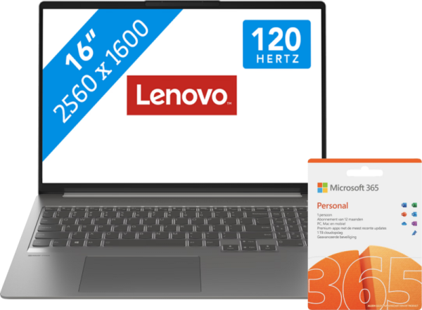 Lenovo IdeaPad 5 Pro 16ACH6 82L500VHMH + 1 jaar Office 365 Personal aanbieding
