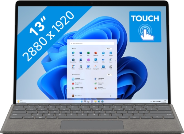 Microsoft Surface Pro 9 13" - Intel Core i5 - 16GB RAM/256GB SSD - PLATINUM aanbieding