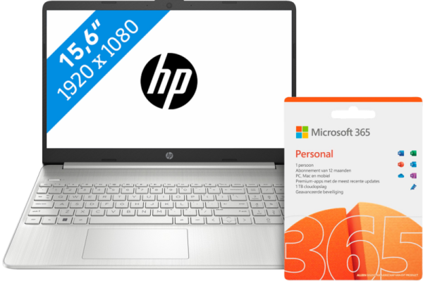 HP Laptop 15s-eq2956nd + Microsoft Office 365 Personal NL Abonnement 1 jaar aanbieding