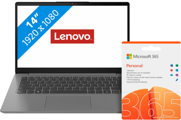 Lenovo IdeaPad 3 14ITL6 82H701JQMH + Microsoft Office 365 Personal NL Abonnement 1 jaar aanbieding