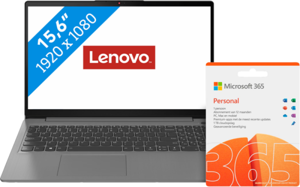 Lenovo IdeaPad 3 15ITL6 82H803PDMH + Microsoft Office 365 Personal NL Abonnement 1 jaar aanbieding